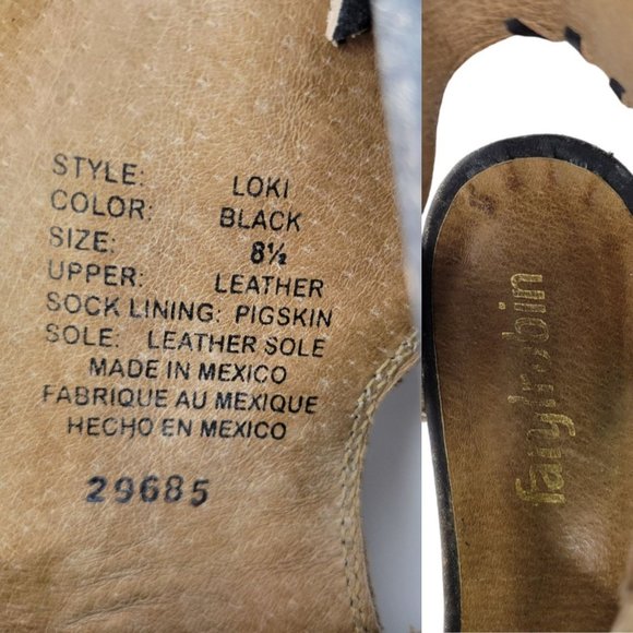 Farylrobin Loki Full Leather Chunky Heel Sandal Womens Size 8.5 Gray Black - Picture 12 of 12